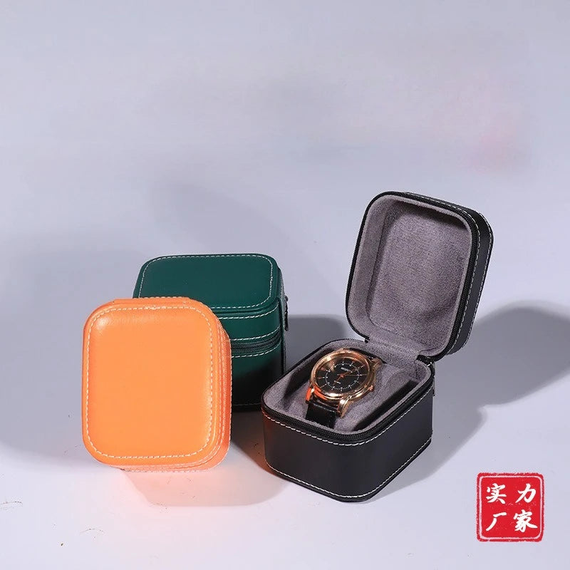 High-end Leather Zipper Watch Box - Flip-open PU Watch Packaging Watch Case PU Leather Watch Box for Gift Qme