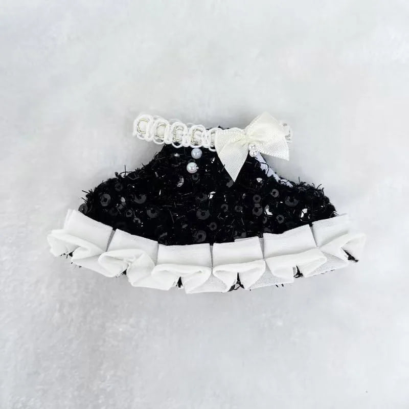 Labubu15-17cm Doll Luxury Unique Clothing, Strapless Layered Chiffon Dress, Fashion Style Fashion Collection Qme black
