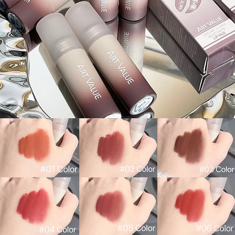 Sexy Long Lasting Velvet Matte Lip Gloss Liquid Lipstick Lip Makeup Women Beauty Red Nonstick Cup Waterproof Lip Gloss Tint Qme