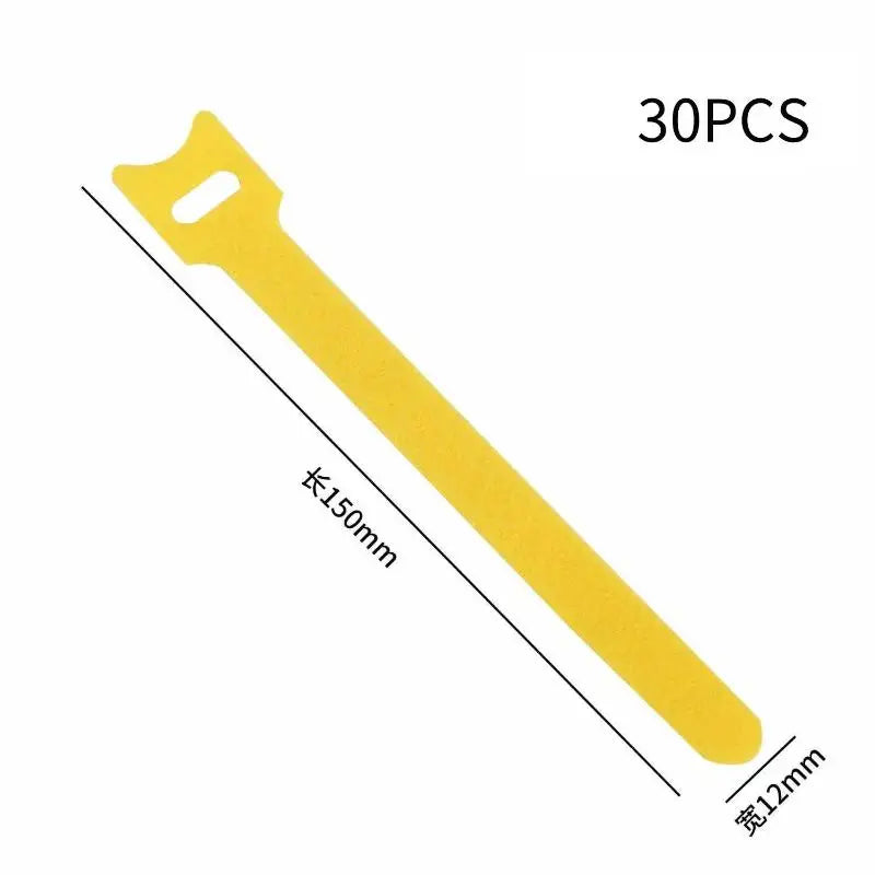 Organized Cable Setup 30 50 Reusable Hook Loop Straps Qme yellow 30pcs