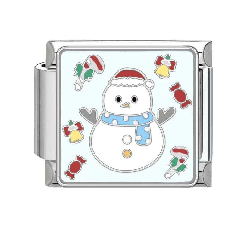 Fashion 2025 Colorful Christmas Socks Snowman Deer Italian Charms Fit 9mm Stainless Steel Women Fashion Bracelet DIYJewelry Gift Qme Style 24
