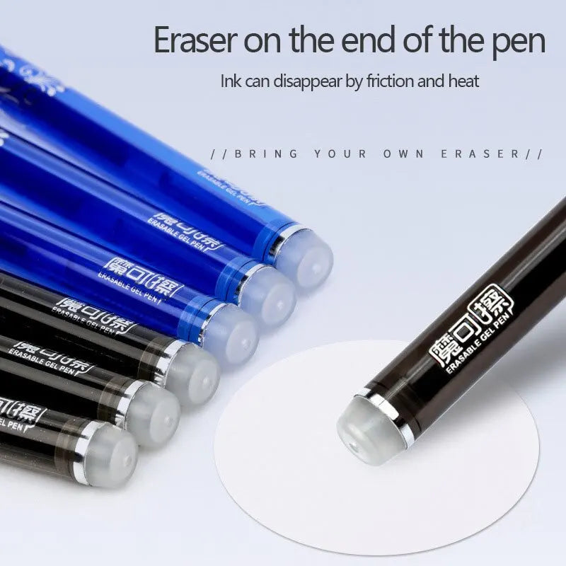 23 PCS Erasable Gel Pen Set Ballpoint Pens Rod 0.5mm Muti-Colors Ink Washable Handle Stationery School Office Writing Supplies Qme