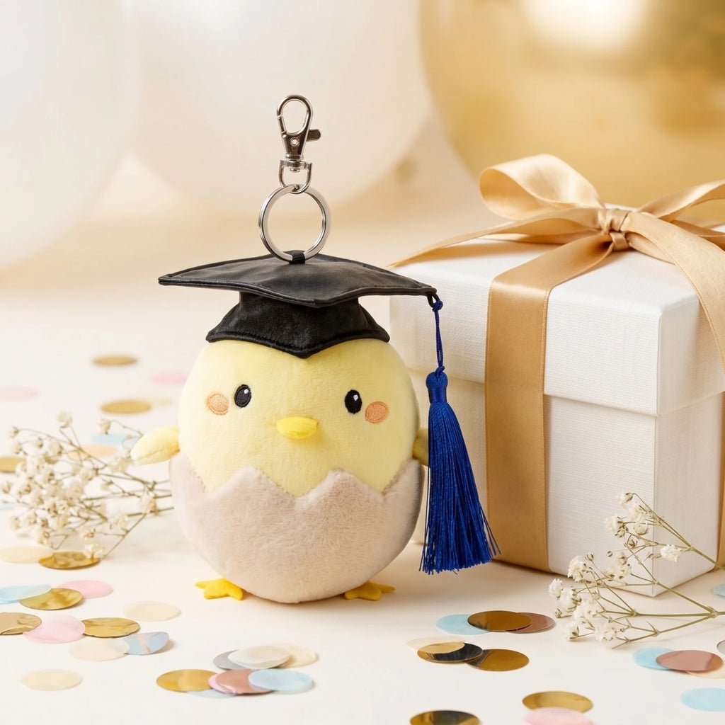Graduation Simuated Egg Plush Toy Graduation Theme Keychain Bag Charm Accessory Graduation Evening Decor Souvenirs Gifts Qme