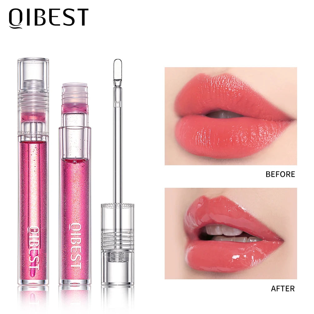 QIBEST Waterproof Transparent Lip Gloss Velvet Matte Lipstick Long Lasting Moisturizing Lip Glaze Lip Plumper Extreme Lipgloss Qme