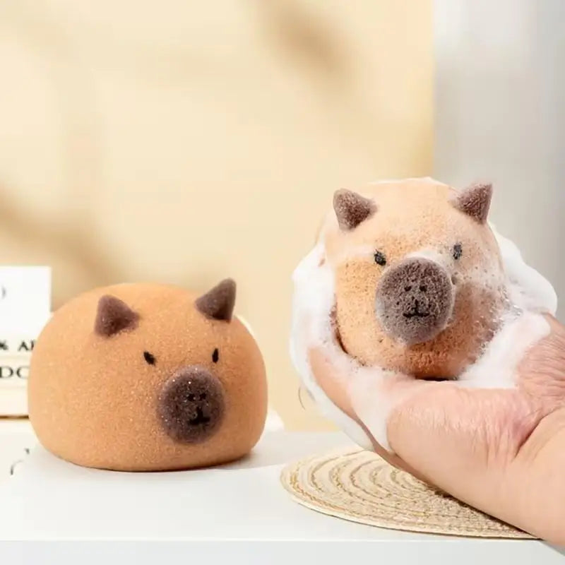 Capybara Shaped Kids Bath Sponge Ball Soft Foaming Back Scrubber Qme