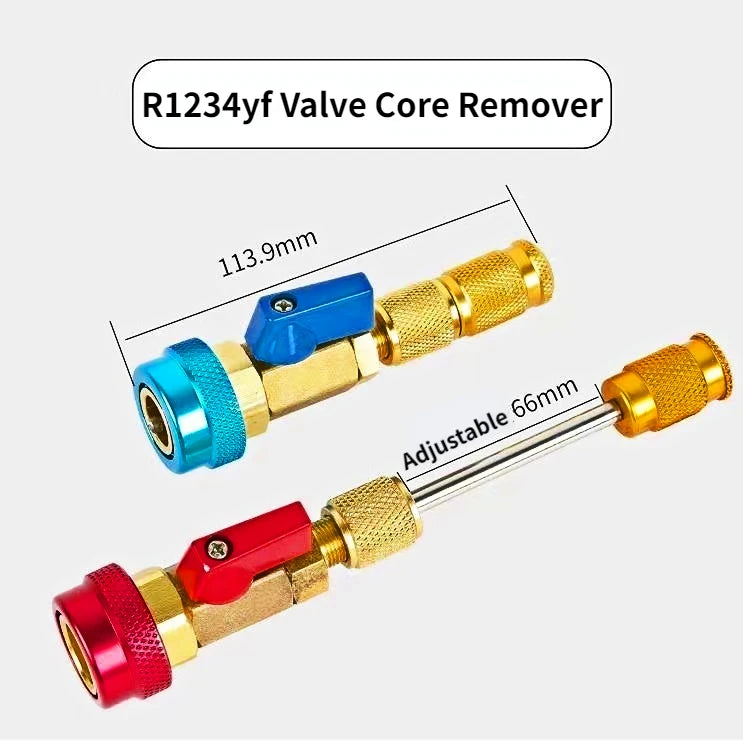 1 Set Car Air Conditioning Valve Quick Core Remover Installer Low/High Pressure Refrigerant Adapter Valve Core Remover Tool Qme