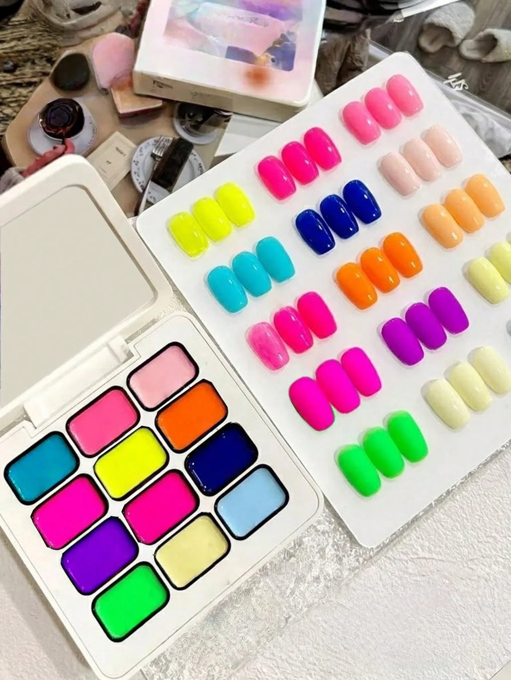 12-color Fluorescent Solid Gel Polish Gradient Blush UV Nail DIY Art Qme