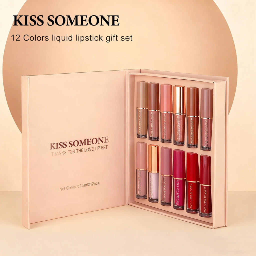 12 Colors Matte Lipstick Set Petansy Liquid Lipstick Kit Long Lasting Waterproof Lip Gloss Set with Gift Box Qme