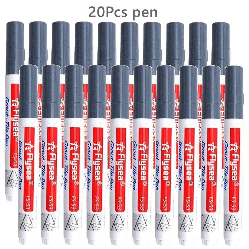 10/20Pcs Waterproof Grout Pen Tile Marker Wall Seam Pen for Tile Floor Bathroom Kitchen Decontamination Seam Repair Tools Qme 20Pcs Cool grey