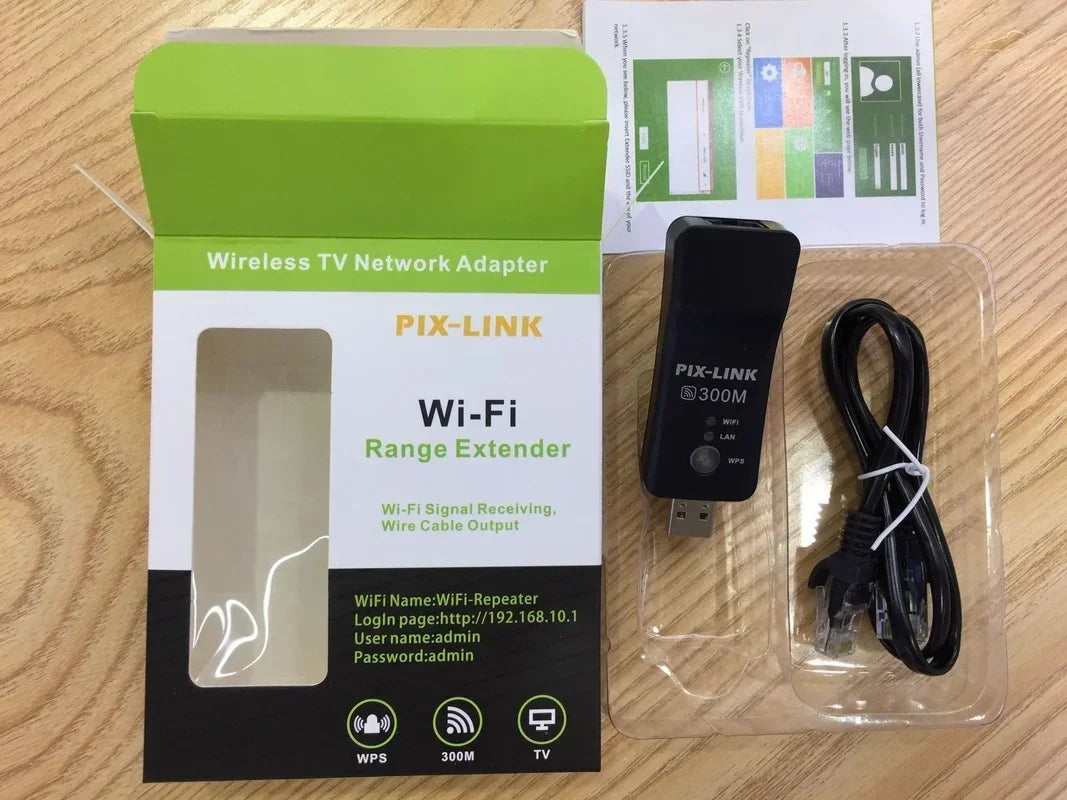 WiFi Dongle USB Wireless Lan Adapter for Smart TV, Blu-ray Player WiFi Range Extender M300 Qme