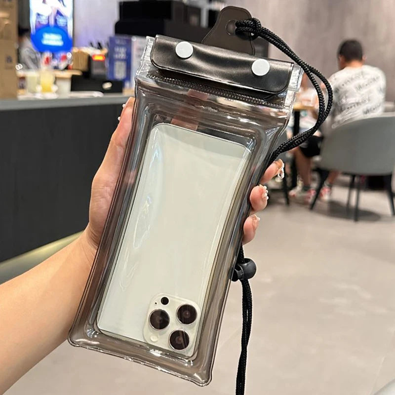 Waterproof Phone Pouch Touch Screen Compatible For Swimming Underwater Photography Neck Hanging Rafting Diving Qme one size Black
