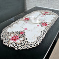 40x85cm Oval Vintage Embroidered Lace Tablecloth Elegant European Rustic Floral Table Decor Floral Satin Fabric Table Cloth Qme Default Title