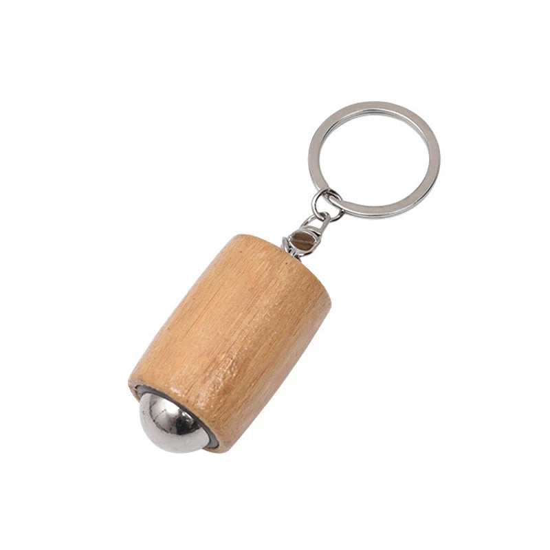 Wooden Facial Massage Roller Iron Ball Tools Mini Hand-held Massager Qme B