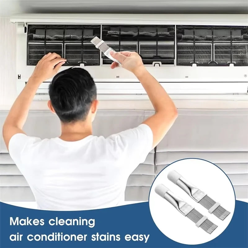 Air Conditioner Fin Cleaning Comb Stainless Steel Condenser Radiator Fin Brush Cleaner Repair Tool Coil Comb Household Cleaning Qme