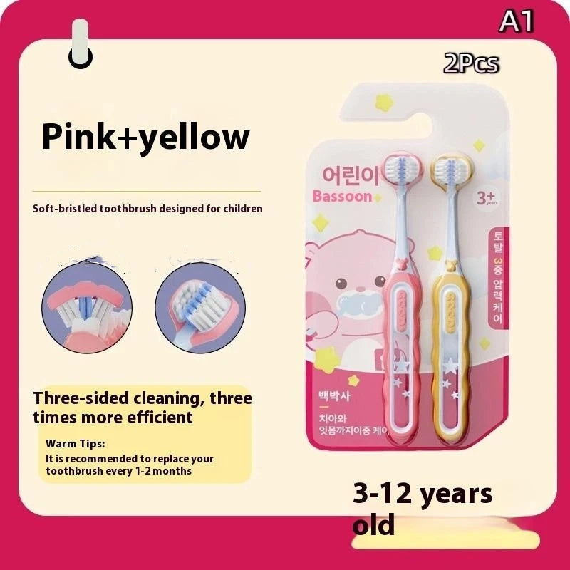 Antibacterial Cleaning Toothbrush Children Three-sided Soft Bristle Qme A1
