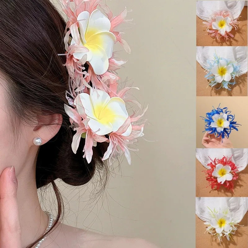 Fashion Flower Hairpin Beach Vacation Florals Headpiece Decor Hawaiian Flower Hair Clip Travel Hair Decor Bohemian Decoration Qme