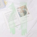 Long Sheer Tulle Gloves Ultra Thin Stretchy Full Finger Mittens Mesh Qme light green 55cm