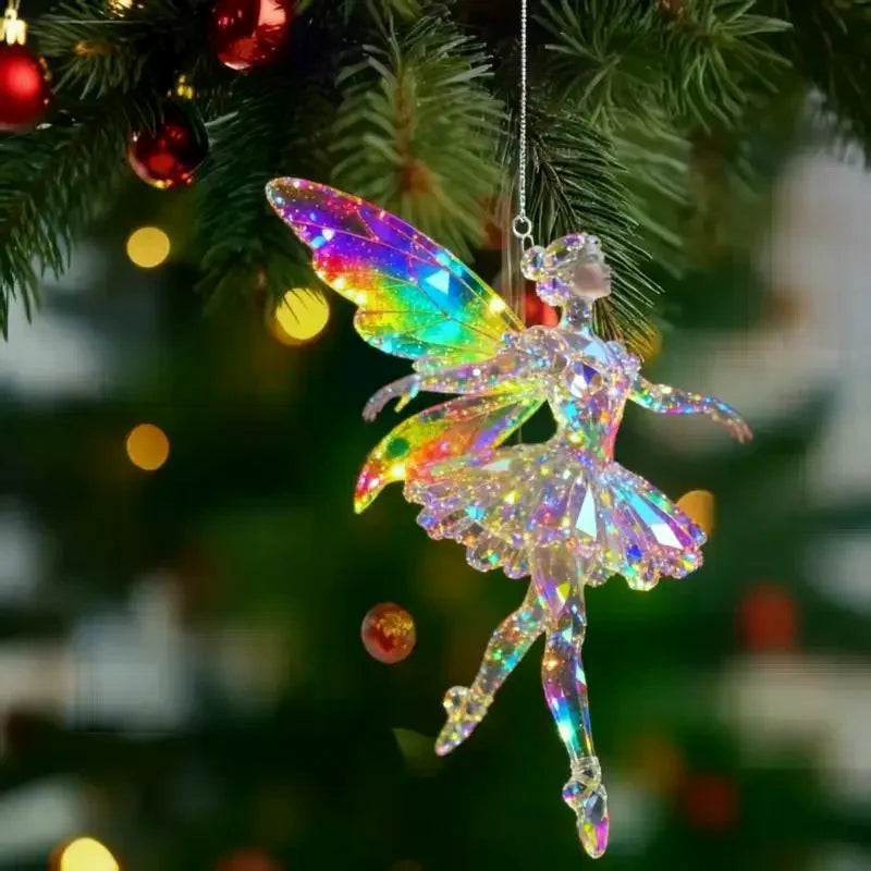 Sparkling 2D Acrylic Pendants Ballerina Simulation Christmas Tree Hangings Car Rearview Mirror Charm Decoration Ornaments Qme