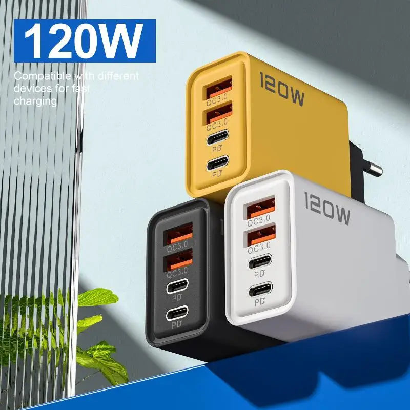 4 Port 120W USB C Fast Charger Station PD QC30 Wall Adapter Qme