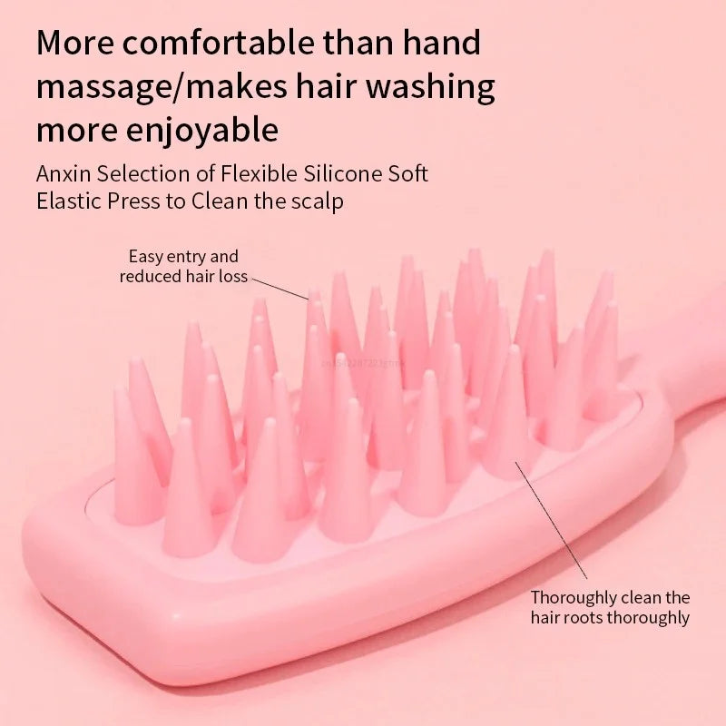 Silicone Shampoo Brush Scalp Massage Head Washing Comb Long Handle Qme