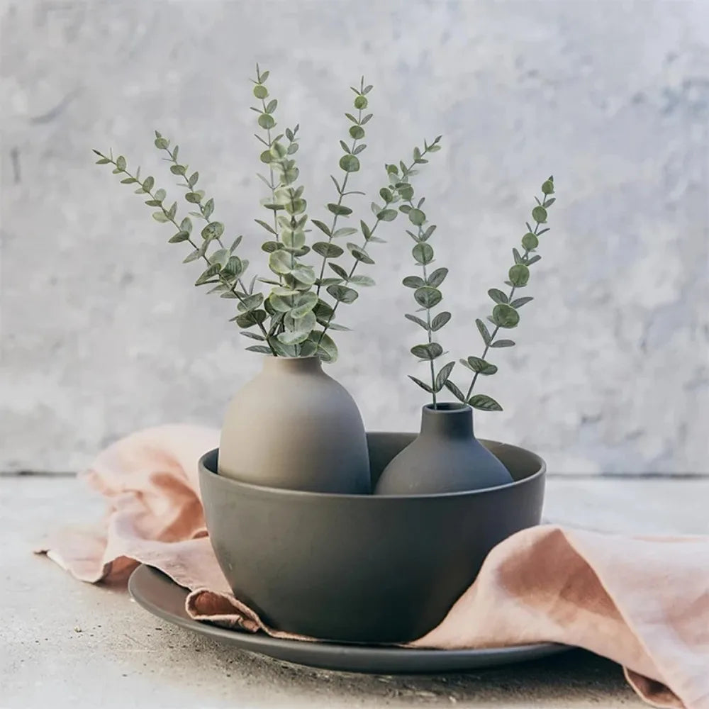 20/10PCS Artificial Eucalyptus Leaves Artificial Plants Tree Stems Flower Wreath Bouquet Garden Decorations Home Accessories Qme