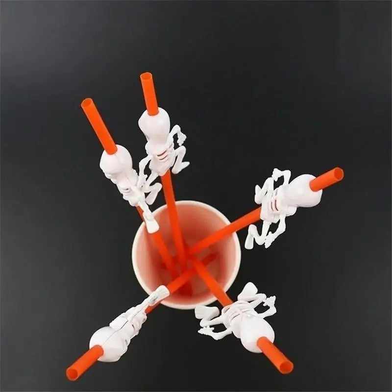 Halloween Cartoon Straws Skull Pumpkin Party Drinking Bar Home Qme