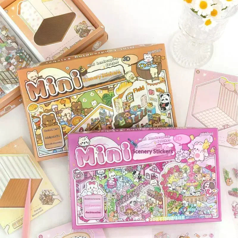 Box 3D Landscape Stickers Miniature Scene Collection Book Series Qme
