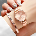 6 Pçs/set Moda Feminina Relógios Simples Pequeno Mostrador Relógio de Quartzo Pulseira Conjunto Reloj Mujer (Sem Caixa) Qme Rose