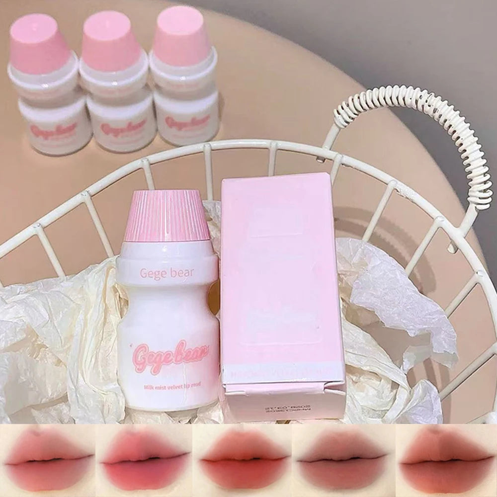 Gege Bear Velvet Lip Mud Gloss Cute Bottle Design Long-lasting Matte Qme
