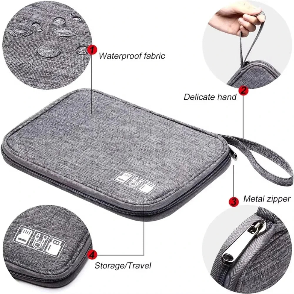 A Cable Storage Bag Waterproof Digital Electronic Organizer Portable USB Data Line Charger Plug Storage Bag Travel Organizer Qme