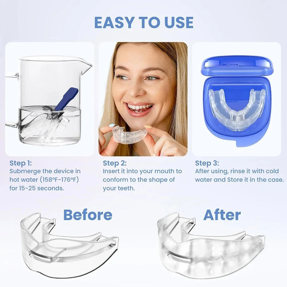 Sleep Aid Anti-Grinding Mouth Guard Stop Snoring Bruxism Protection Dental Tray Comfortable Night Use Oral Care Sleeping Device Qme