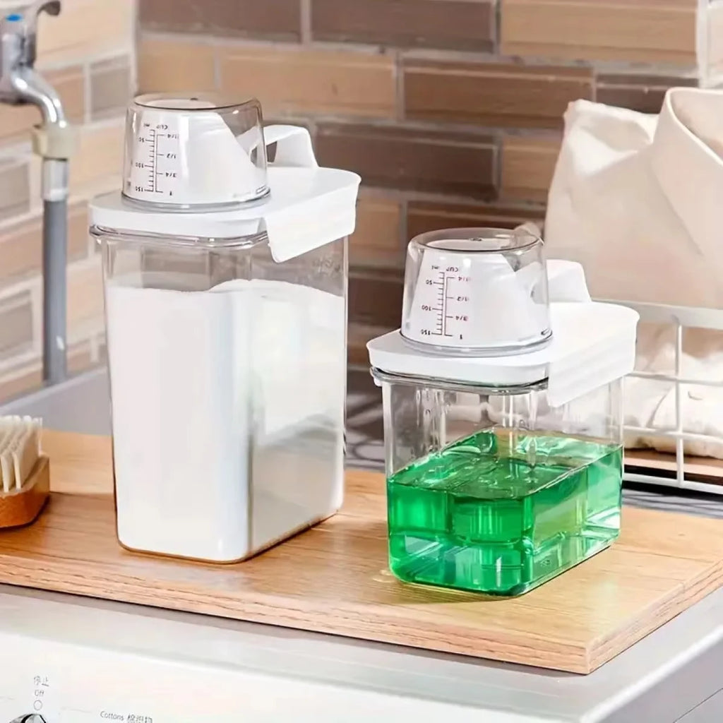 Airtight Laundry Detergent Dispenser Powder Storage Box Clear Washing Powder Liquid Container with Lids Jar Qme