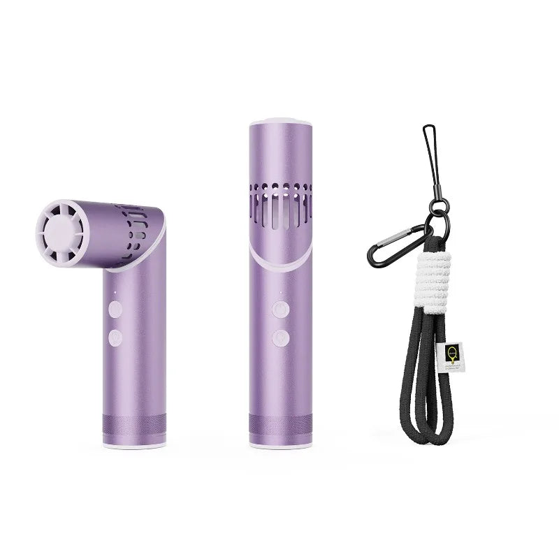 Metal Folding Handheld Fan LED Flashlight Strong Wind Speed USB Qme Lavender