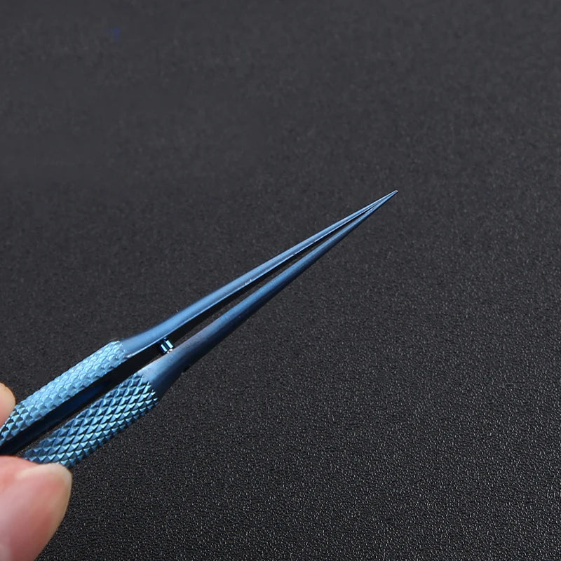 Titanium Alloy Stainless Steel Micro Tweezers Fine Line Straight Elbow Qme