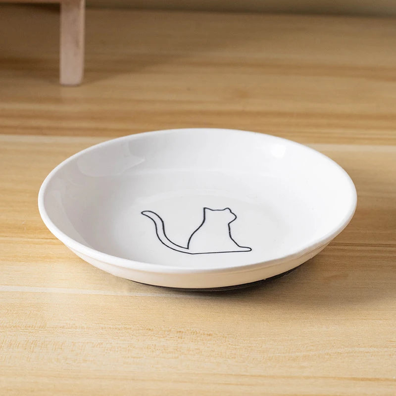Ceramic Cat Plates With Silicone Anti Slip Pad Pet Cat Snack Bowl Cute Kitten Food Bowl Pet Kitten Water Bowl Pet Supplies Qme A2