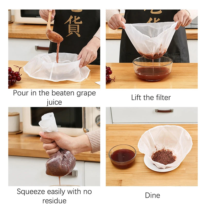 Kitchen Tool Soy Milk Filter Net Bag Nylon Liquid Coffee Reusable Qme
