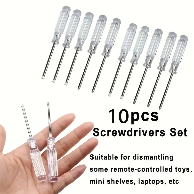 10Pcs Precision Manual Crystal Screwdriver Set - Durable Metal and Plastic for DIY, Electronics, Toys and Small Equipment Repair Qme