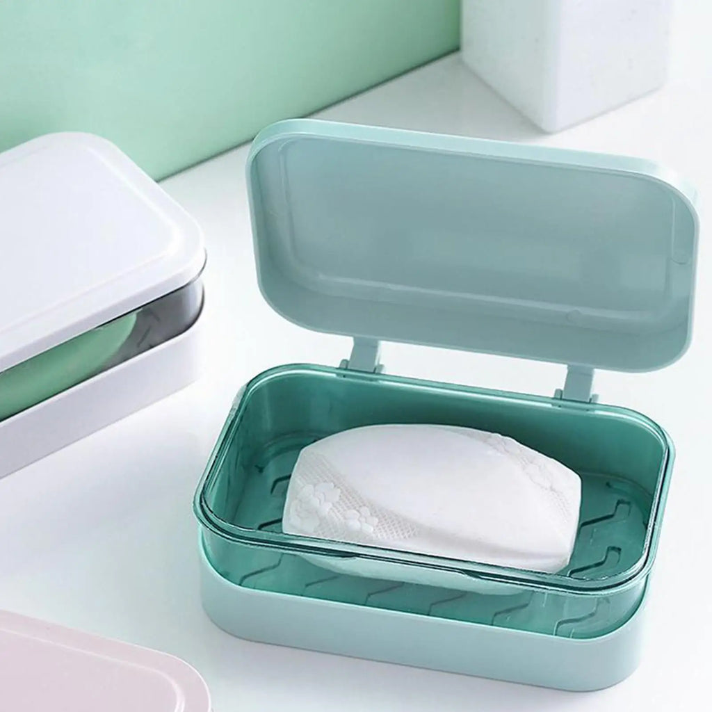 Soap Dish with Lid Soap Dish with Drainage Tray Dustproof Container with Lid for Kitchen Shower Bathroom Camping Sink Bathtub Qme
