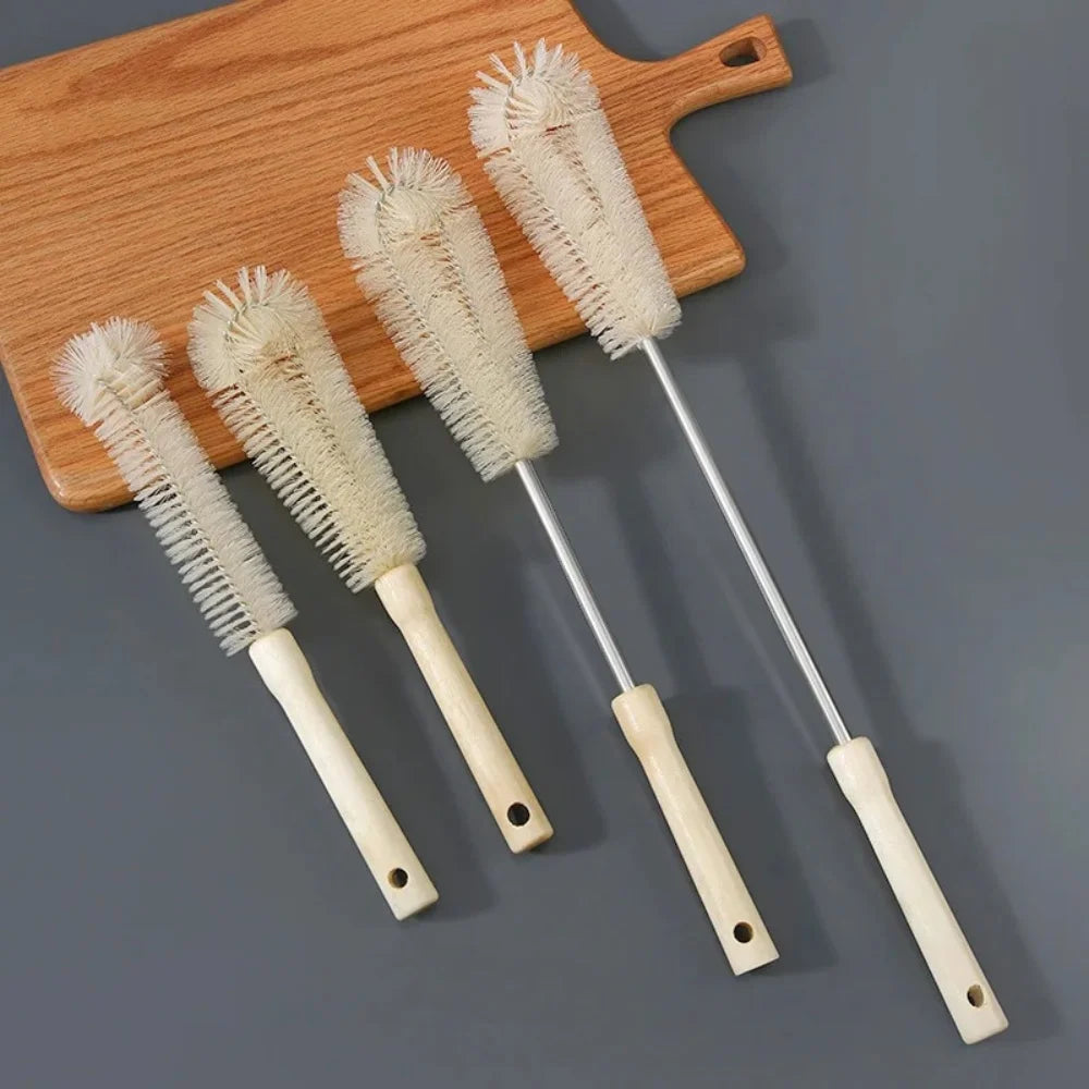 Kitchen Cleaning Tool Drink Bottles Glass Scrubbers Cleaning Brush Wooden Bottle Cleaning Brush With Long Handle For Baby Bottle Qme