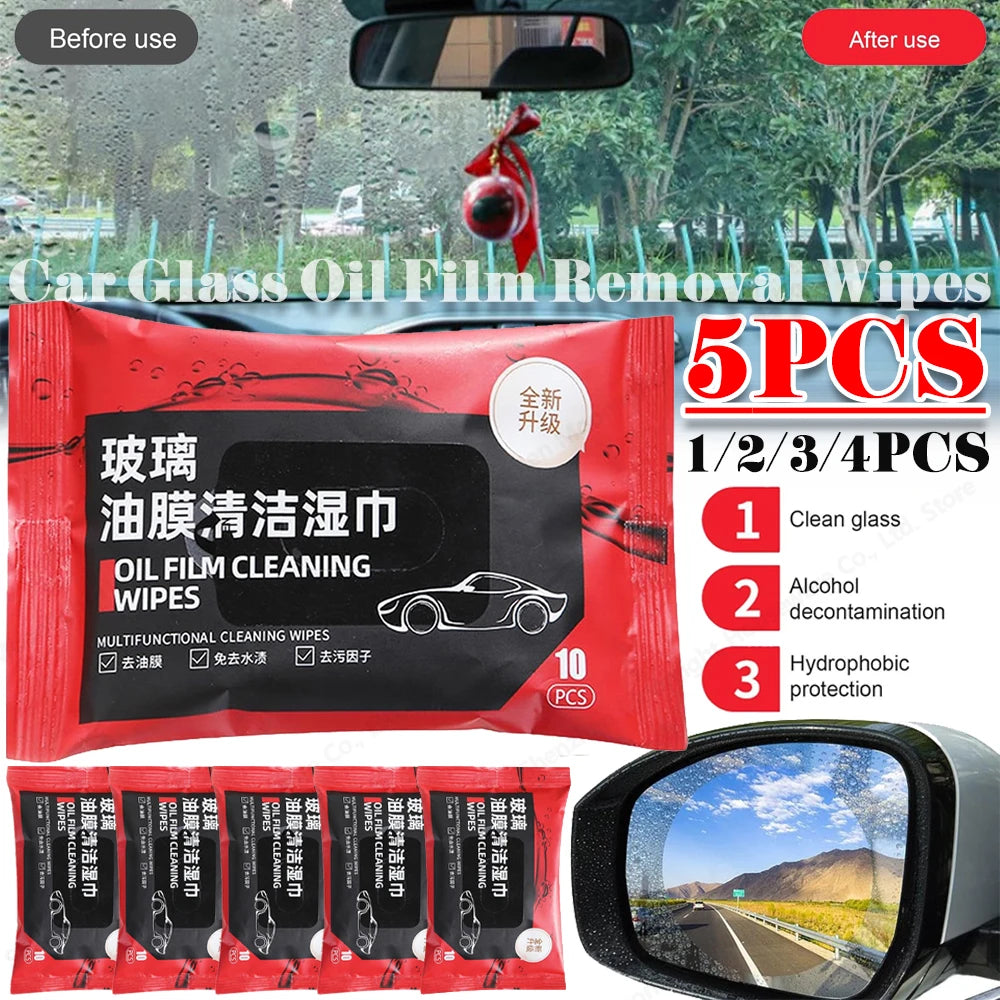 Car Oil Film Removing Wipes Anti-rain Oil Stain Cleaner Wipes Glasses Glass Anti-fog Wet Towel Front Windshield Cleaning Wipes Qme