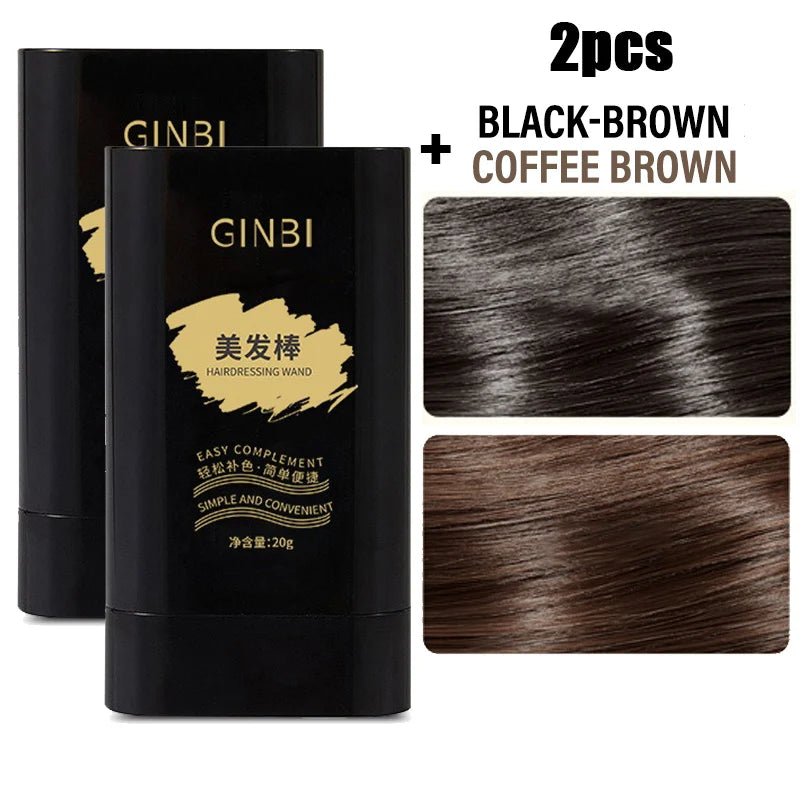 Temporary Hair Color Stick with Comb Natural Gray Coverage Black Brown Hair Root Touch Up Stick Portable Hair Color Non Greasy Qme 02 and 03