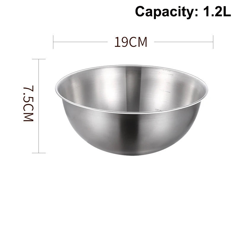 Stainless Steel Bowl Scale Cooking Baking Food Storage Large Capacity Qme 19cm