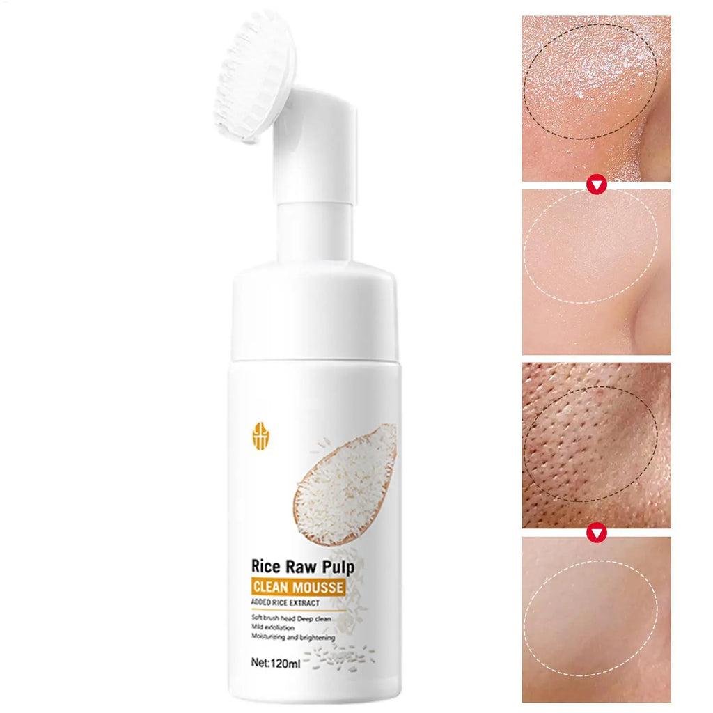 Rice Water Face Cleanser Raw Pulp Foaming Facial Soothing Brush Head Qme