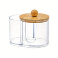 Holder with Dual Compartments - Clear Cotton Swab and Cotton Balls Organizer - Transparent Bathroom Storage Container for Makeup Qme Transparent box