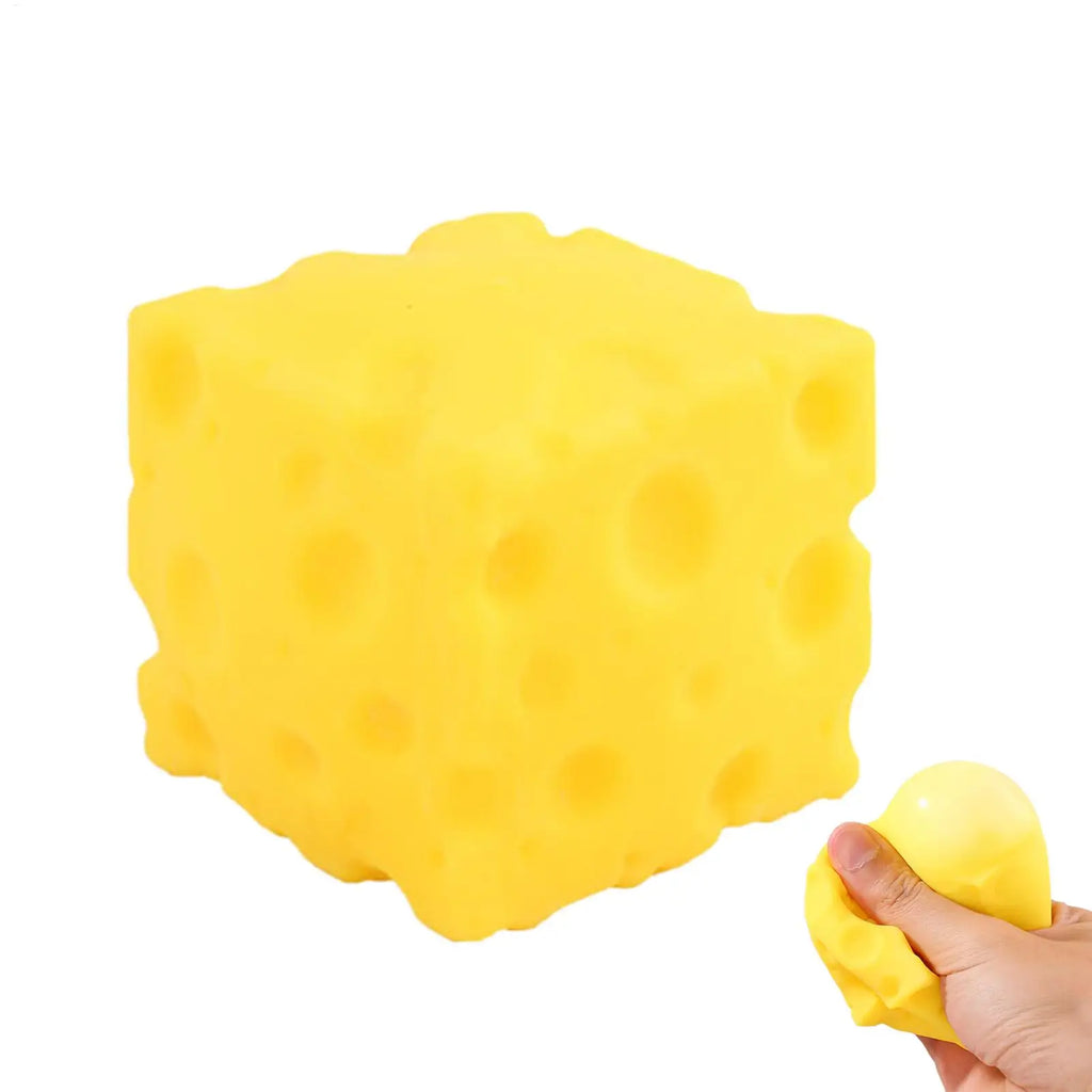 1pcs Yellow Cheese Squeeze Toy Cheese Cube Stress Relief Fidget Simulation Food Decompress Toy For Kids Adults Students Workers Qme