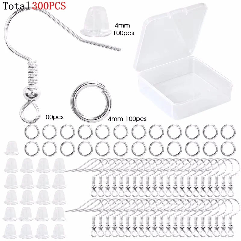 Alloy Accessories Jewelry Findings Set Earring Making Kit Lobster Clasp Open Jump Rings Repair Tools DIY Jewelry Making Supplies Qme 14