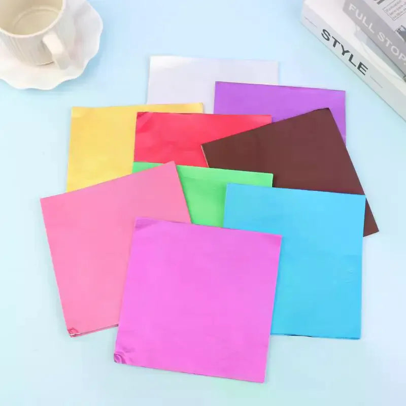 Aluminum Foils Wrapping Paper Sheets Foil Candy Package Paper Chocolate Wedding Party 100Pcs Candy Packaging Qme