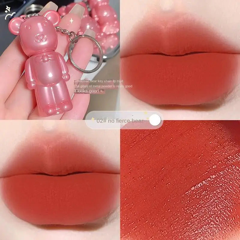 ZVEV Bear Lip Mud Matte Foggy Velvet Glaze Lipstick Keychain Pendant Qme A8-300-02