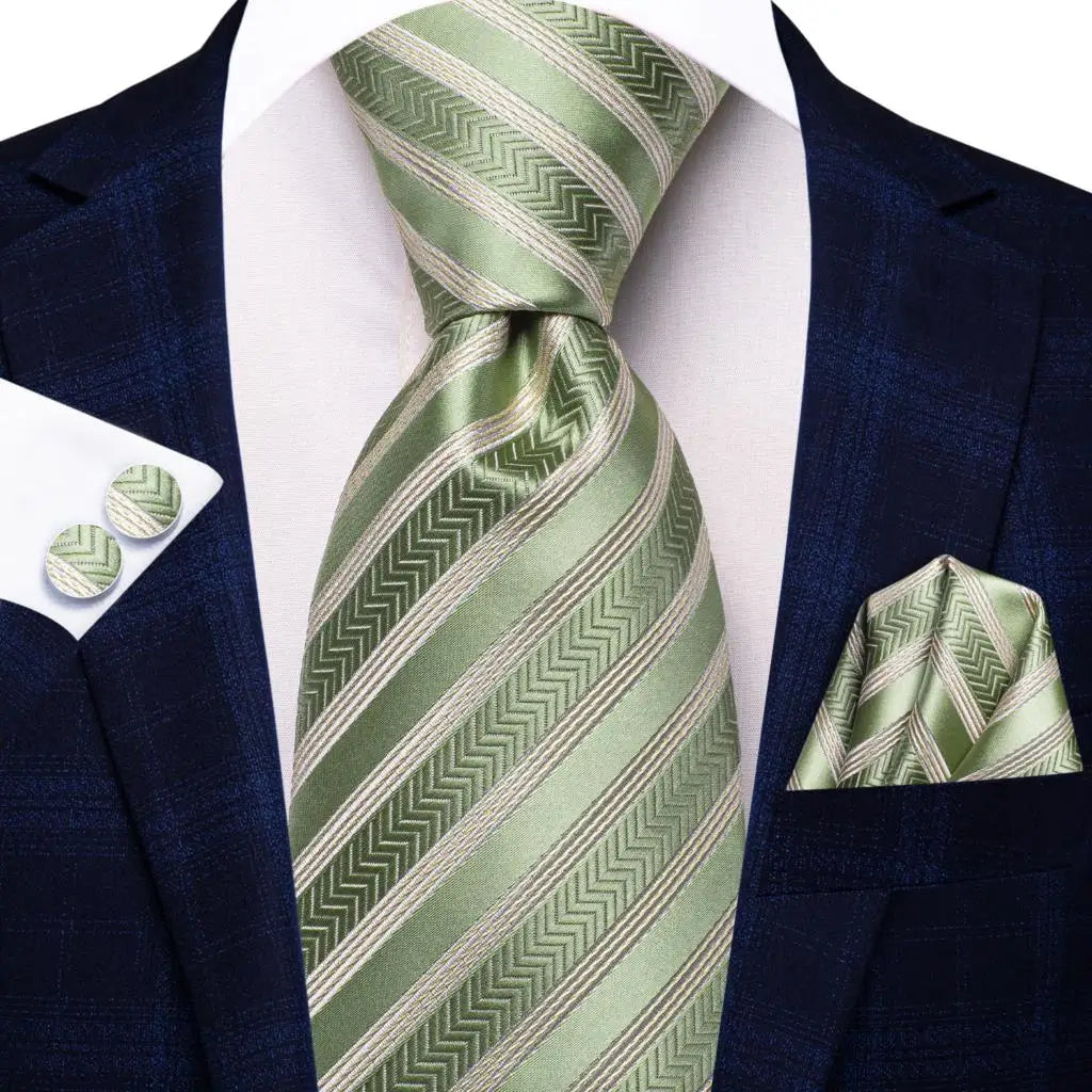 Navy Blue Striped Wedding Tie Men Fashion Design Green Red Necktie Qme