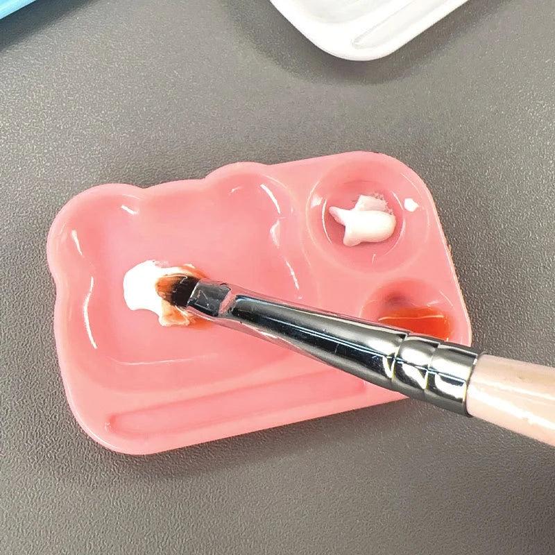 Cartoon Nail Art Palette Plastic Gel Polish Mixing Tray Brush Holder Qme